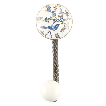 Blue Bird Golden Berry Ceramic Hook in Antique Fitting